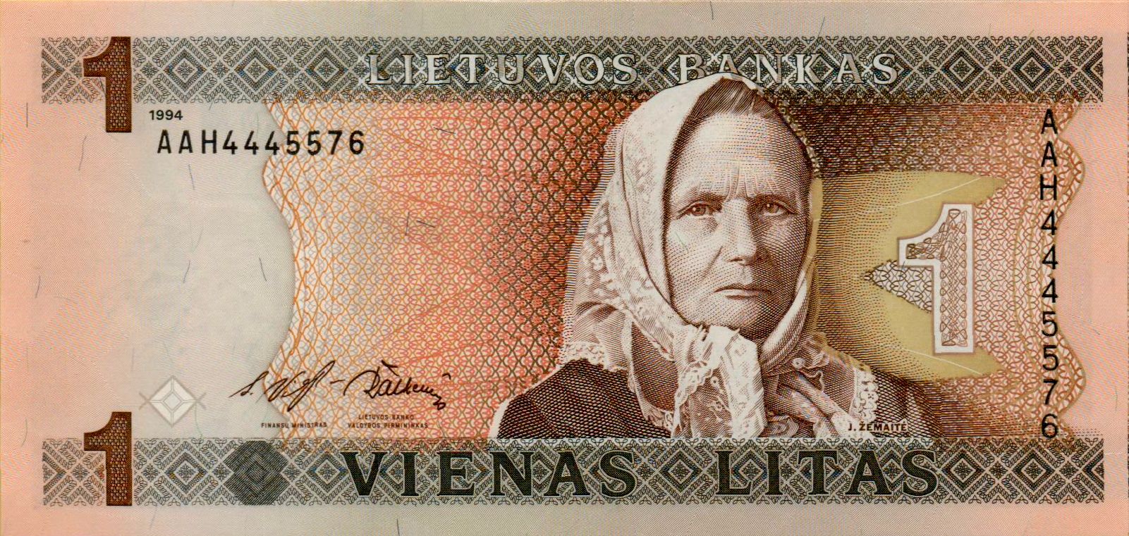 Lithuania 1 1994 UNC P-53